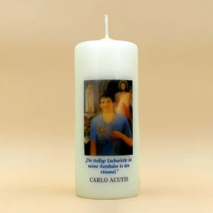 Stumpenkerze Heiliger Carlo Acutis – Eucharistie