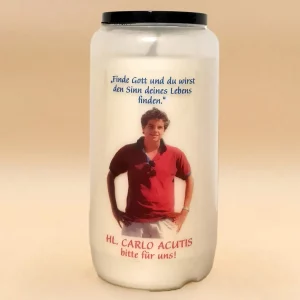 Grabkerze Nr. 7 Heiliger Carlo Acutis – Finde Gott