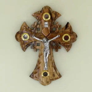 Jerusalemer Kreuz mit Erde aus dem Heiligen Land 16 cm