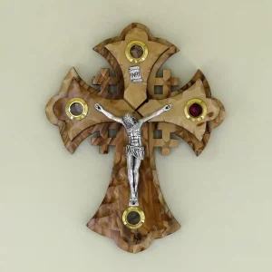 Jerusalemer Kreuz mit Erde aus dem Heiligen Land 16 cm