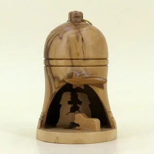 Glocke mit Krippe Baumschmuck aus Bethlehem Olivenholz