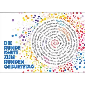 Die runde Karte zum runden Geburtstag Postkarte A6