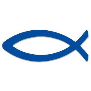 Ichthys Fischsymbol Aufkleber blau 13 cm