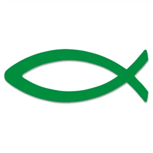 Ichthys Fischsymbol Aufkleber grün 13 cm