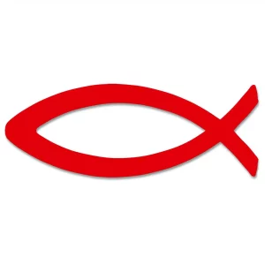 Ichthys Fischsymbol Aufkleber rot 13 cm