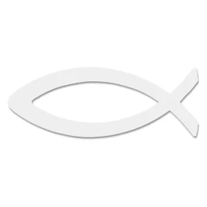 Ichthys Fischsymbol Aufkleber weiss 13 cm