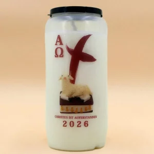 Grabkerze Nr. 7 Ostern 2026 – Kreuz und Osterlamm
