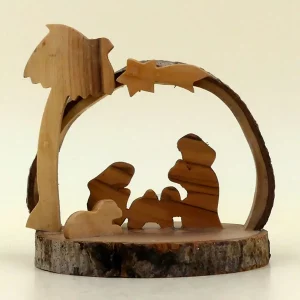 Kleine Krippe aus Olivenholz 8 cm