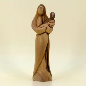 Mutter mit Kind aus Bethlehem Olivenholz 14 cm