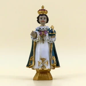Prager Jesulein blauer Umhang und IHS-Zeichen 11 cm