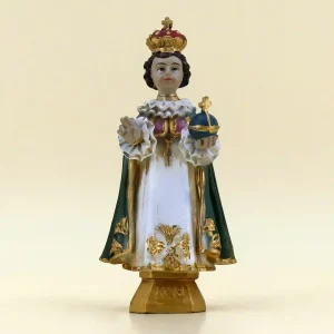 Prager Jesulein grüner Umhang und IHS-Zeichen 11 cm